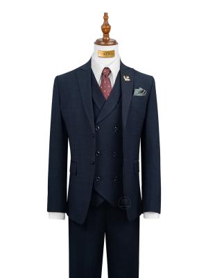 Bộ Suit Xanh Đen Họa Tiết Kẻ Xước Modern Fit TGS374